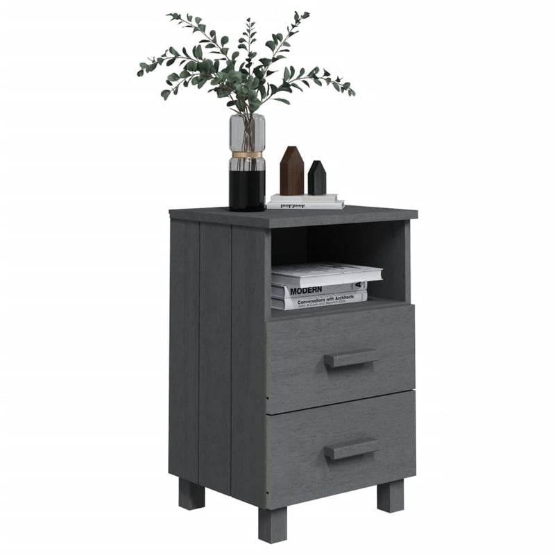 Bedside Cabinets HAMAR 2 pcs Dark Grey 40x35x62 cm Solid Wood