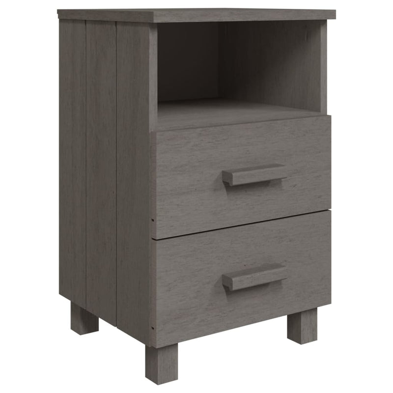 Bedside Cabinets HAMAR 2 pcs Light Grey 40x35x62 cm Solid Wood