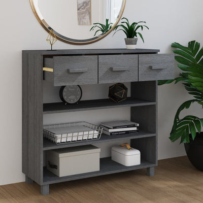 Console Table HAMAR Dark Grey 90x35x90 cm Solid Wood Pine