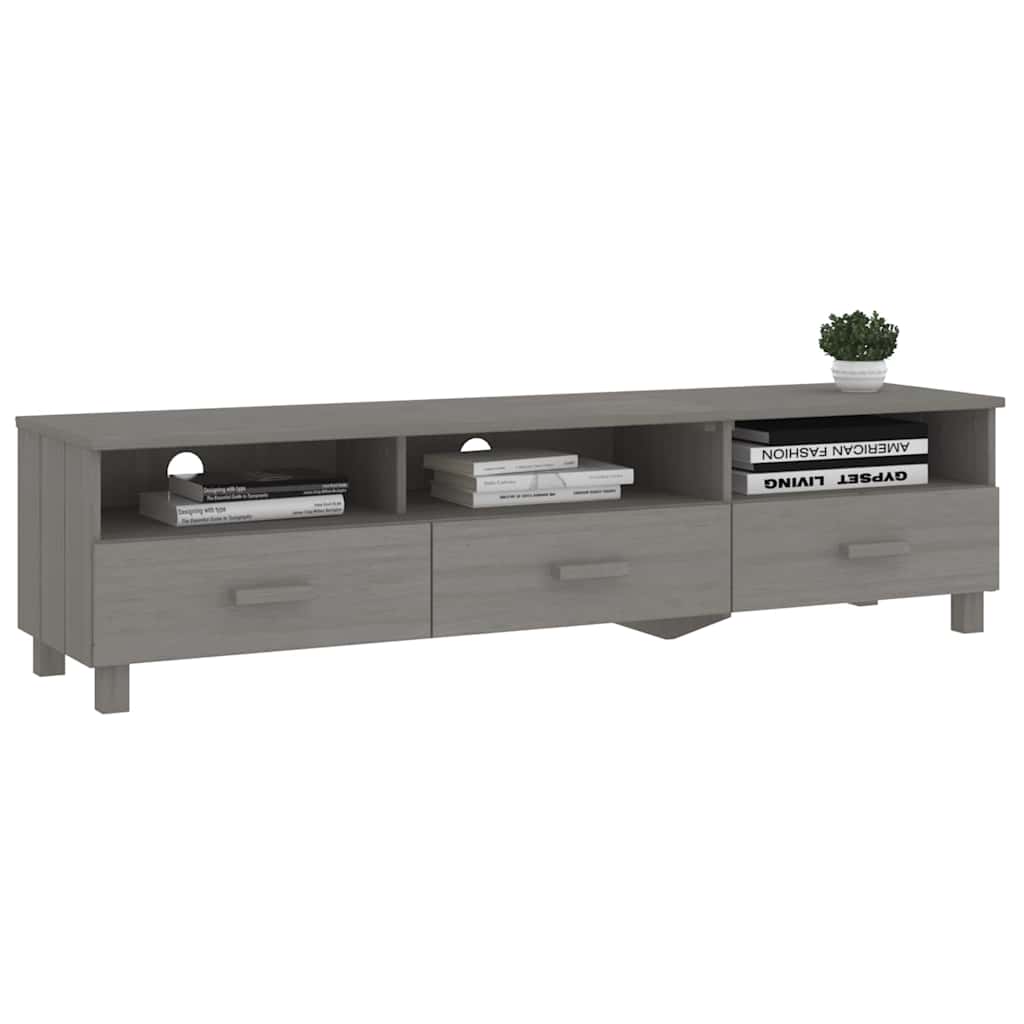 vidaXL Tv Cabinet | Light grey | Solid pinewood, MDF | Medium | Tv Cabinet 6