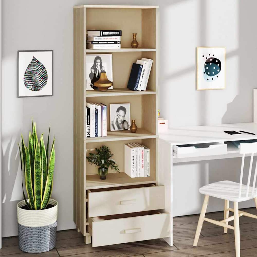 Highboard "HAMAR" 60x35x180 cm Solid Wood Pine Honey brown