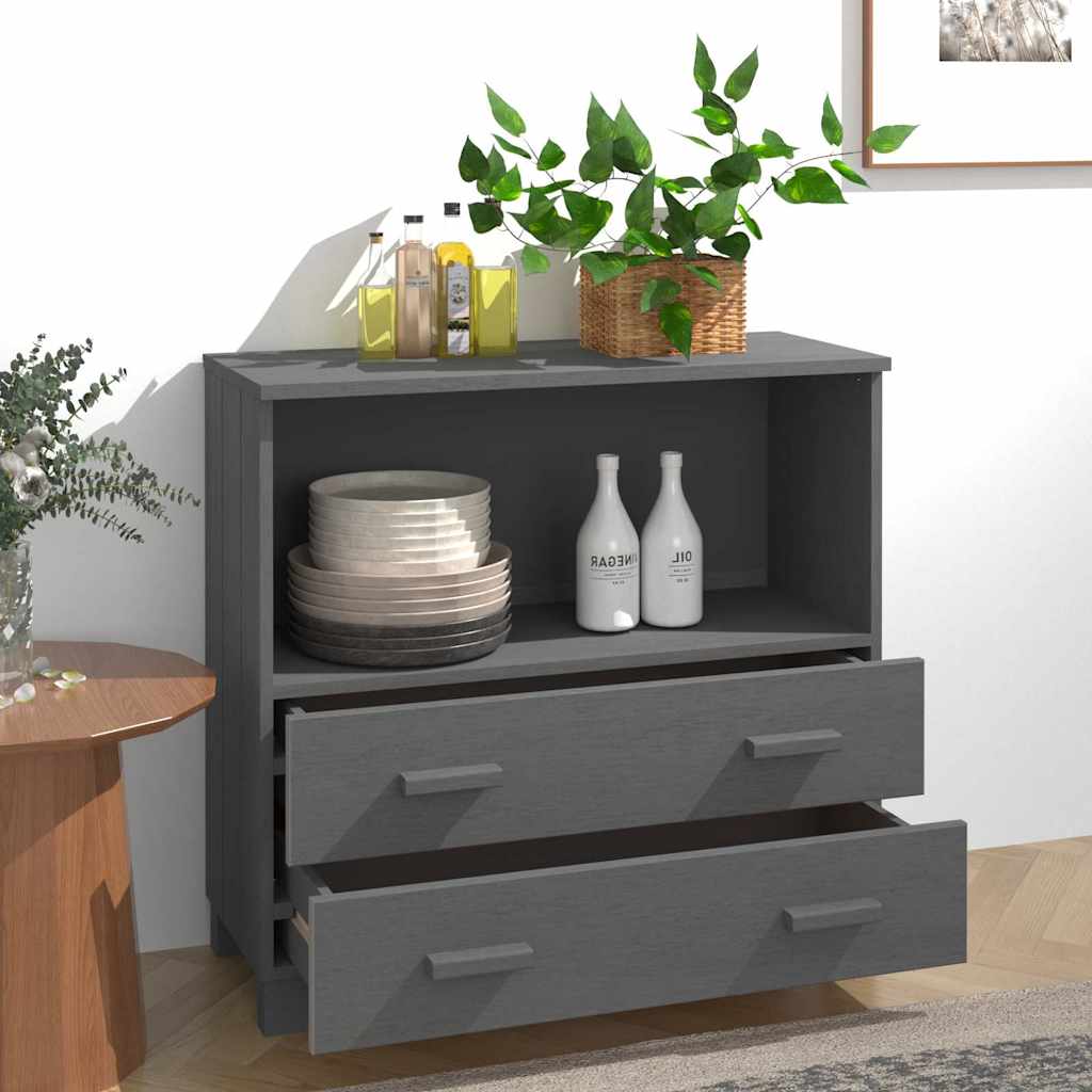 vidaXL Sideboard "HAMAR" Dark Grey 85x35x80 cm Solid Wood Pine 3