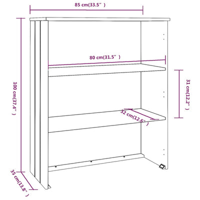 Top for Highboard HAMAR Honey Brown 85x35x100cm Solid Wood Pine