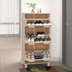 vidaXL Shoe Cabinet | Honey Brown | Solid pinewood, MDF, plastic | Medium 6
