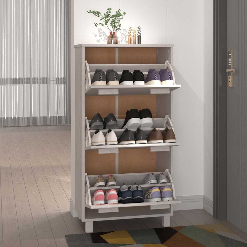 vidaXL Shoe Cabinet | White | Solid pinewood, MDF, plastic | Medium 6