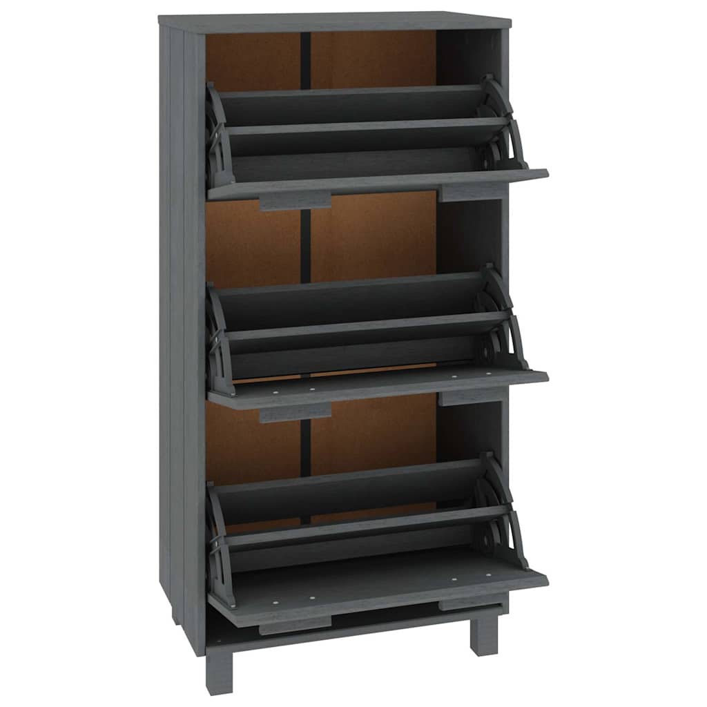 vidaXL Shoe Cabinet | Dark grey | Solid pinewood | Medium | Shoe Cabinet 4