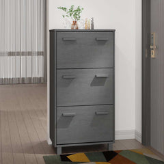 vidaXL Shoe Cabinet | Dark grey | Solid pinewood | Medium | Shoe Cabinet 1