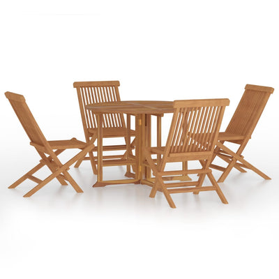 5 Piece Folding Outdoor Dining Set Solid Wood Teak