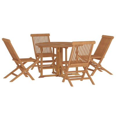 5 Piece Folding Outdoor Dining Set Solid Wood Teak