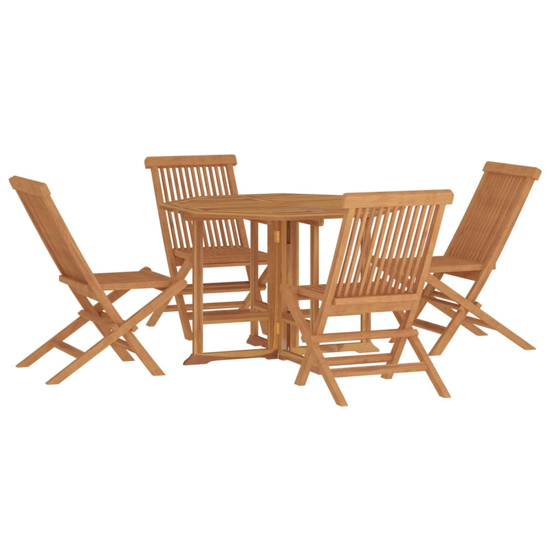 5 Piece Folding Outdoor Dining Set Solid Wood Teak