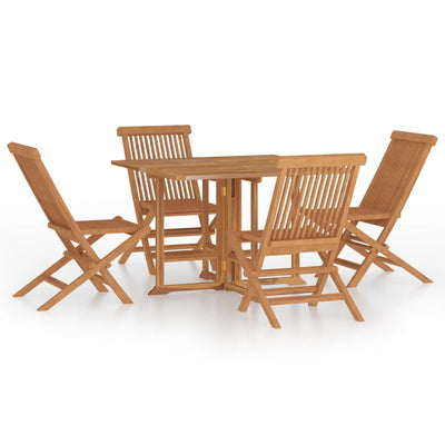 5 Piece Folding Outdoor Dining Set Solid Wood Teak