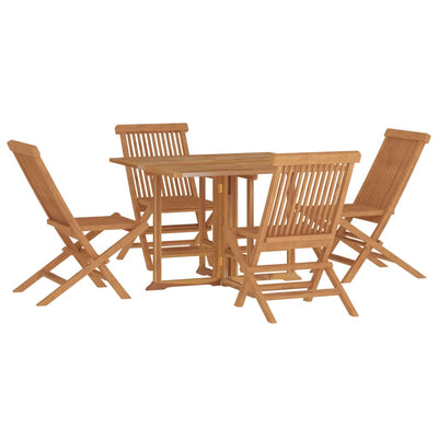 5 Piece Folding Outdoor Dining Set Solid Wood Teak