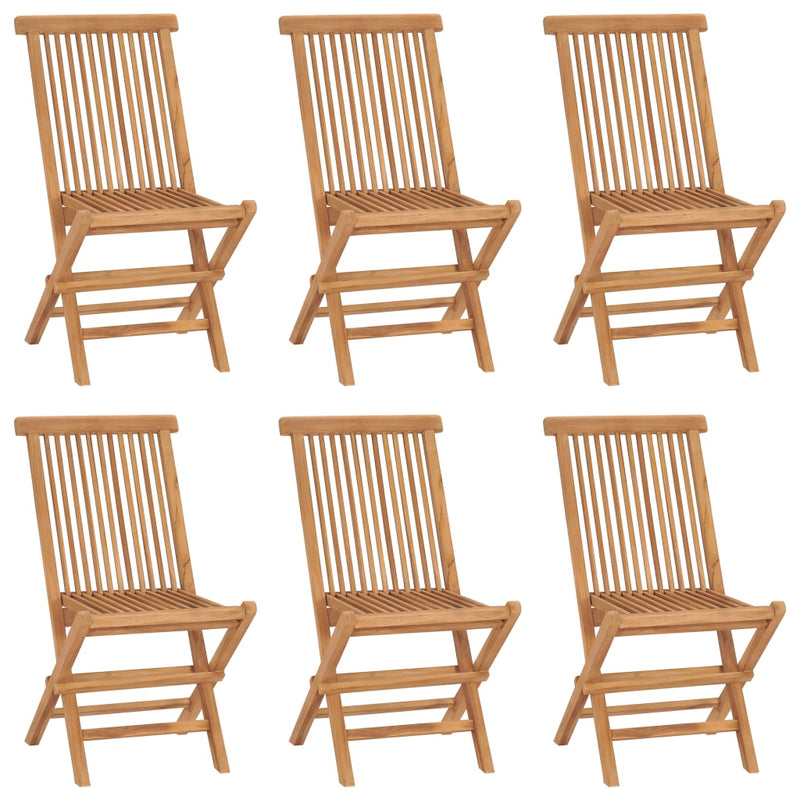 Folding Garden Chairs 6 pcs Solid Teak Wood