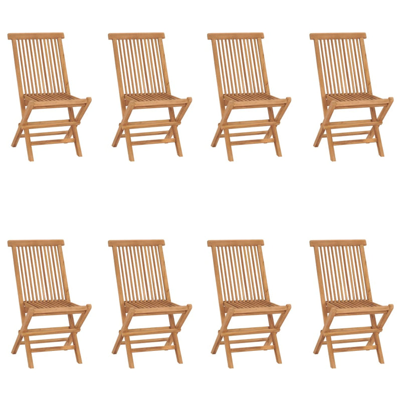 Folding Garden Chairs 8 pcs Solid Teak Wood