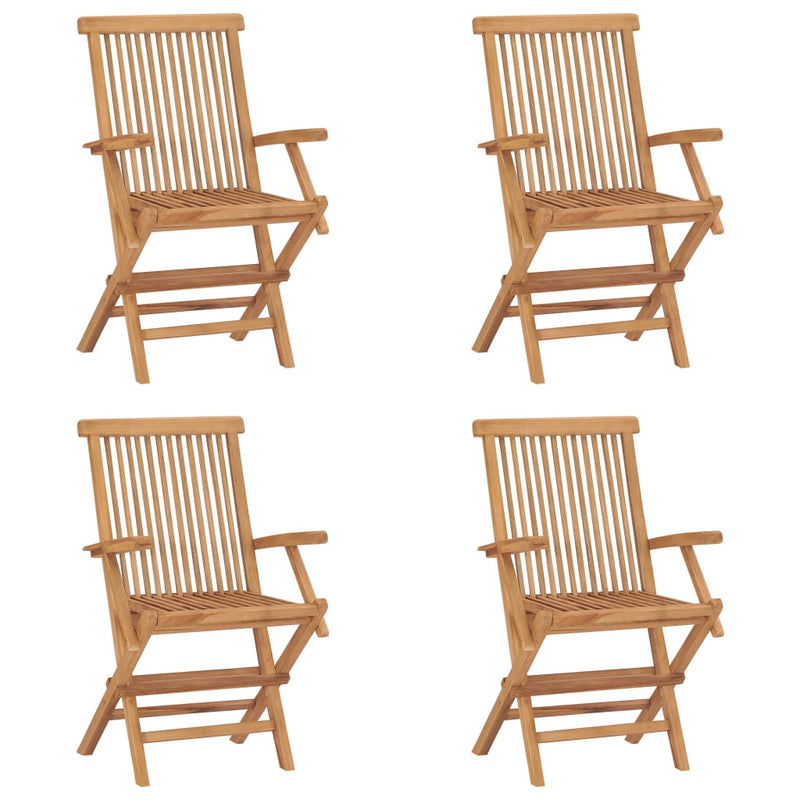 Folding Garden Chairs 4 pcs Solid Teak Wood