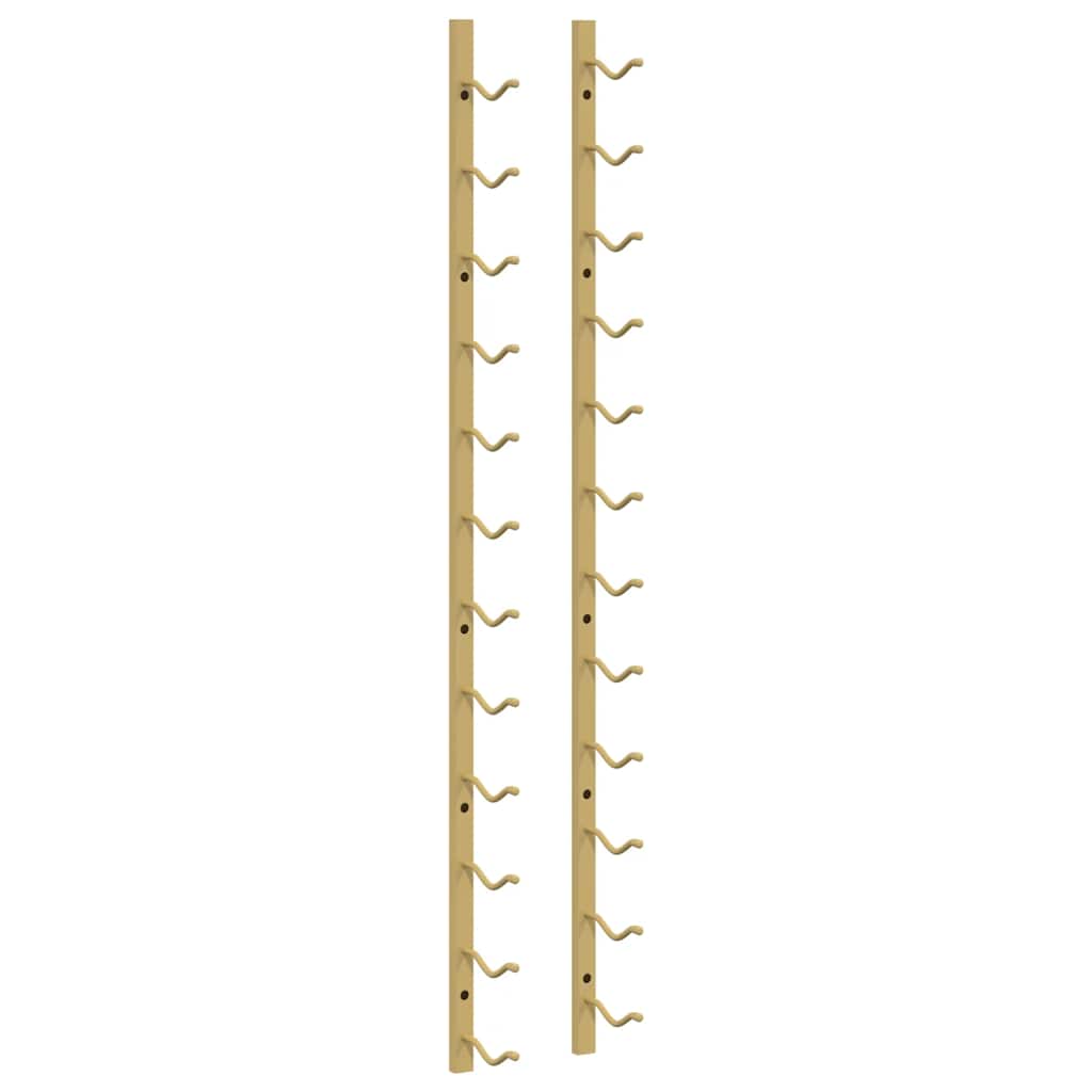 vidaXL Wall Mounted Wine Rack for 12 Bottles 2 pcs Gold Iron 5