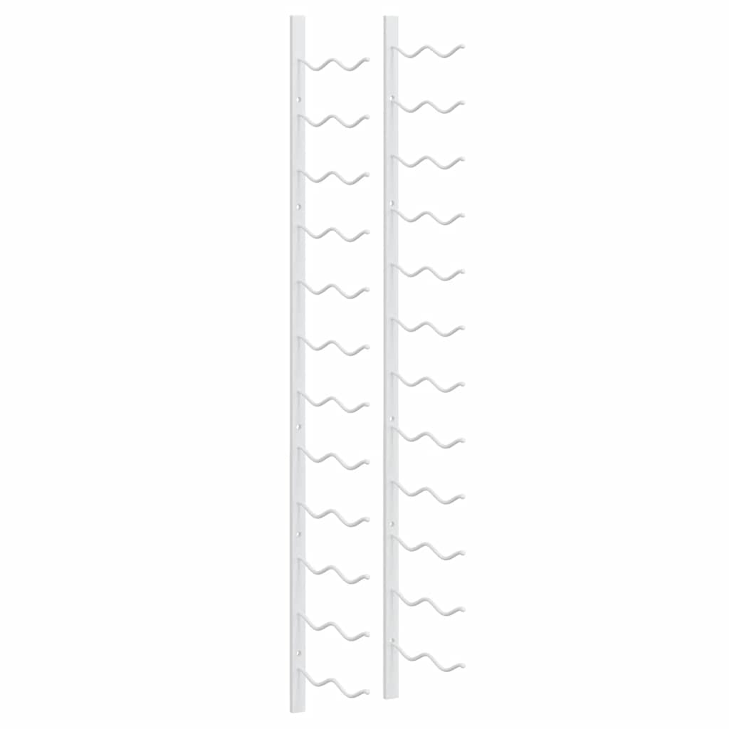 vidaXL Wall Mounted Wine Rack for 24 Bottles 2 pcs White Iron 5