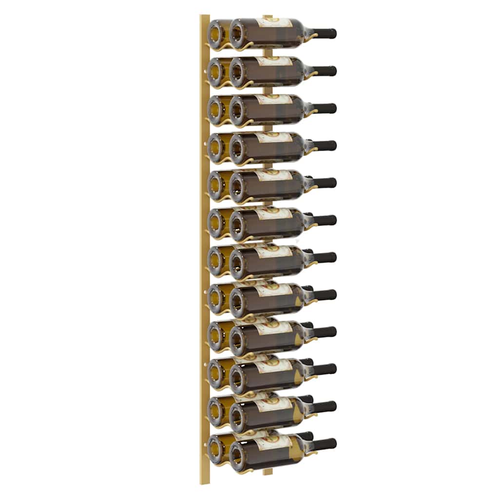 vidaXL Wall Mounted Wine Rack for 24 Bottles 2 pcs Gold Iron 4