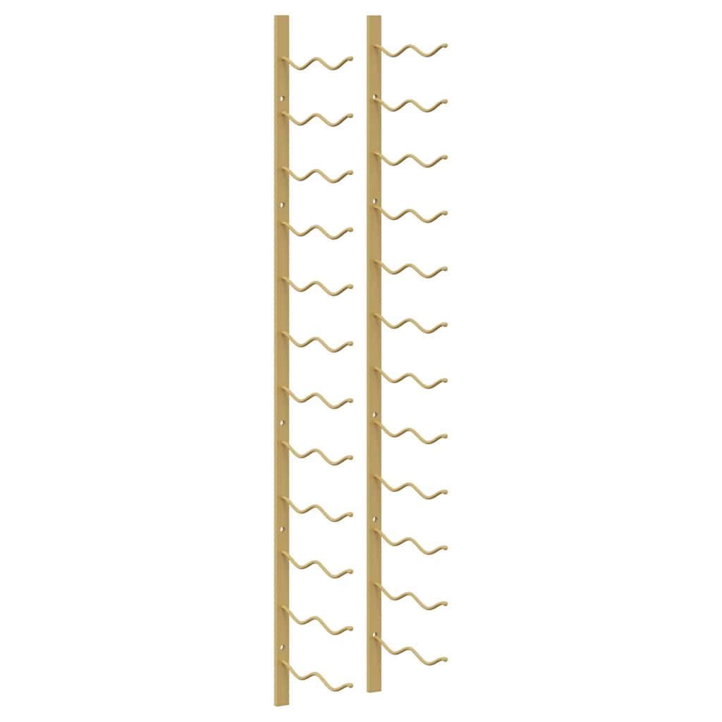 vidaXL Wall Mounted Wine Rack for 24 Bottles 2 pcs Gold Iron 5
