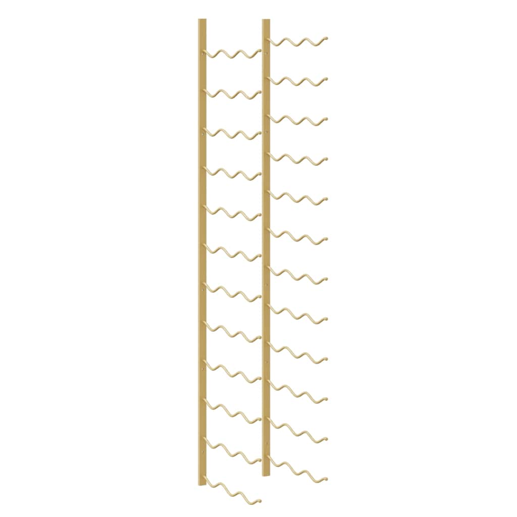 vidaXL Wall Mounted Wine Rack for 36 Bottles Gold Iron 2