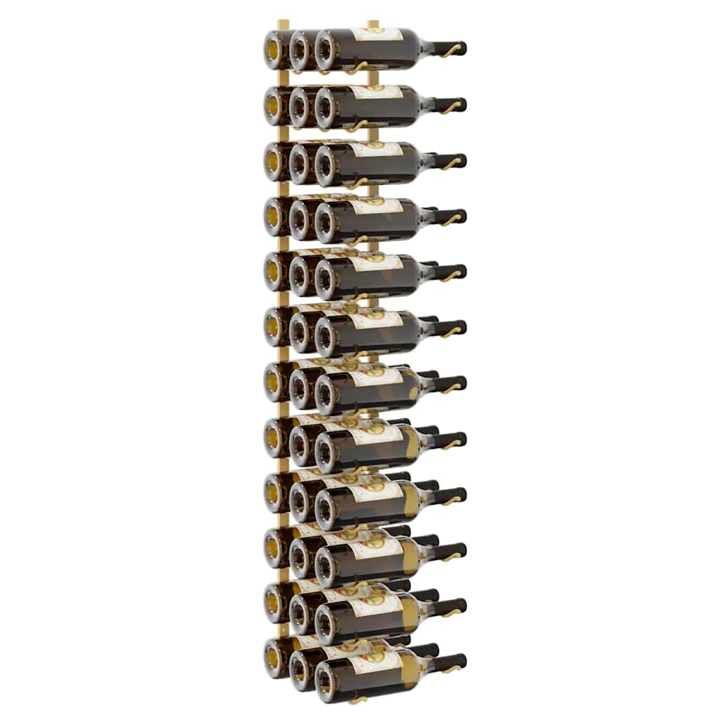 vidaXL Wall Mounted Wine Rack for 36 Bottles Gold Iron 4