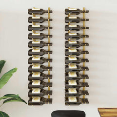 vidaXL Wall Mounted Wine Rack for 36 Bottles 2 pcs Gold Iron 1