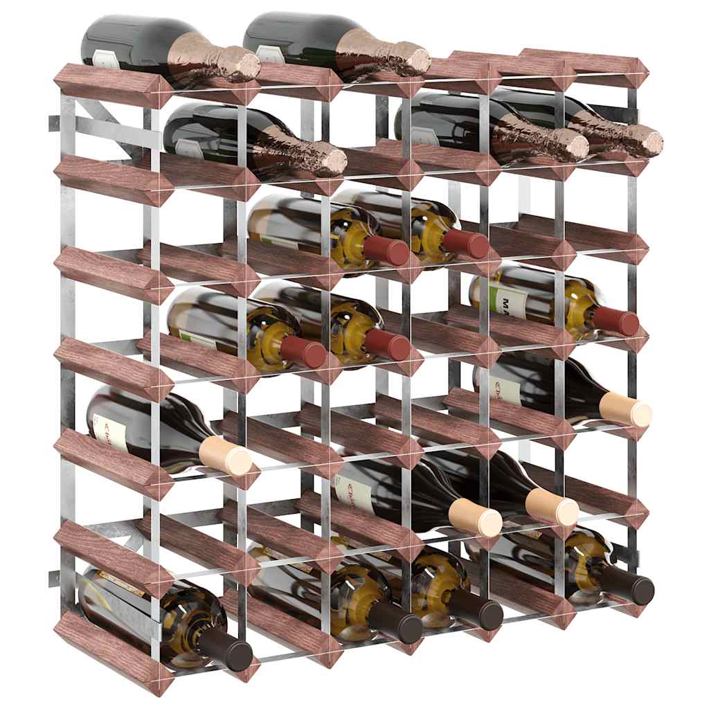 vidaXL Wine Rack for 42 Bottles Brown Solid Wood Pine 4