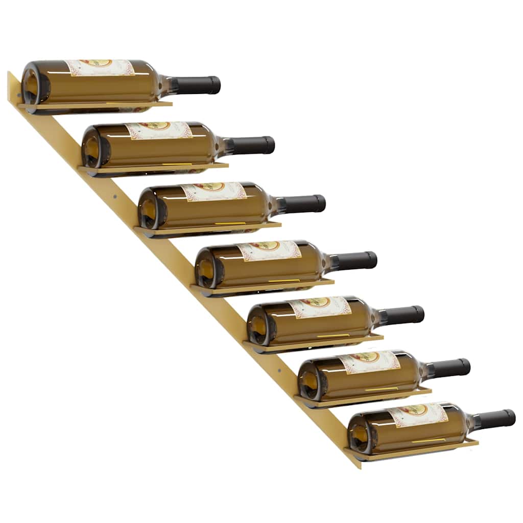 vidaXL Wall-mounted Wine Rack for 7 Bottles Gold Metal 4