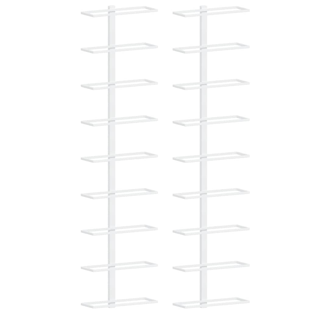 vidaXL Wall-mounted Wine Rack for 9 Bottles 2 pcs White Iron 2