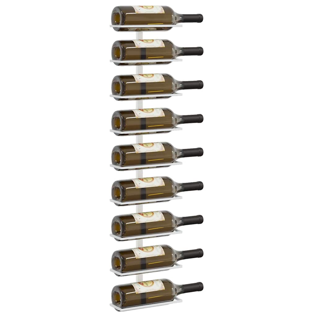 vidaXL Wall-mounted Wine Rack for 9 Bottles 2 pcs White Iron 4