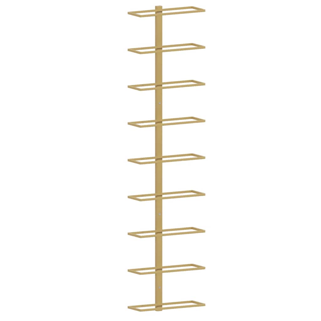 vidaXL Wall-mounted Wine Rack for 9 Bottles 2 pcs Gold Iron 4