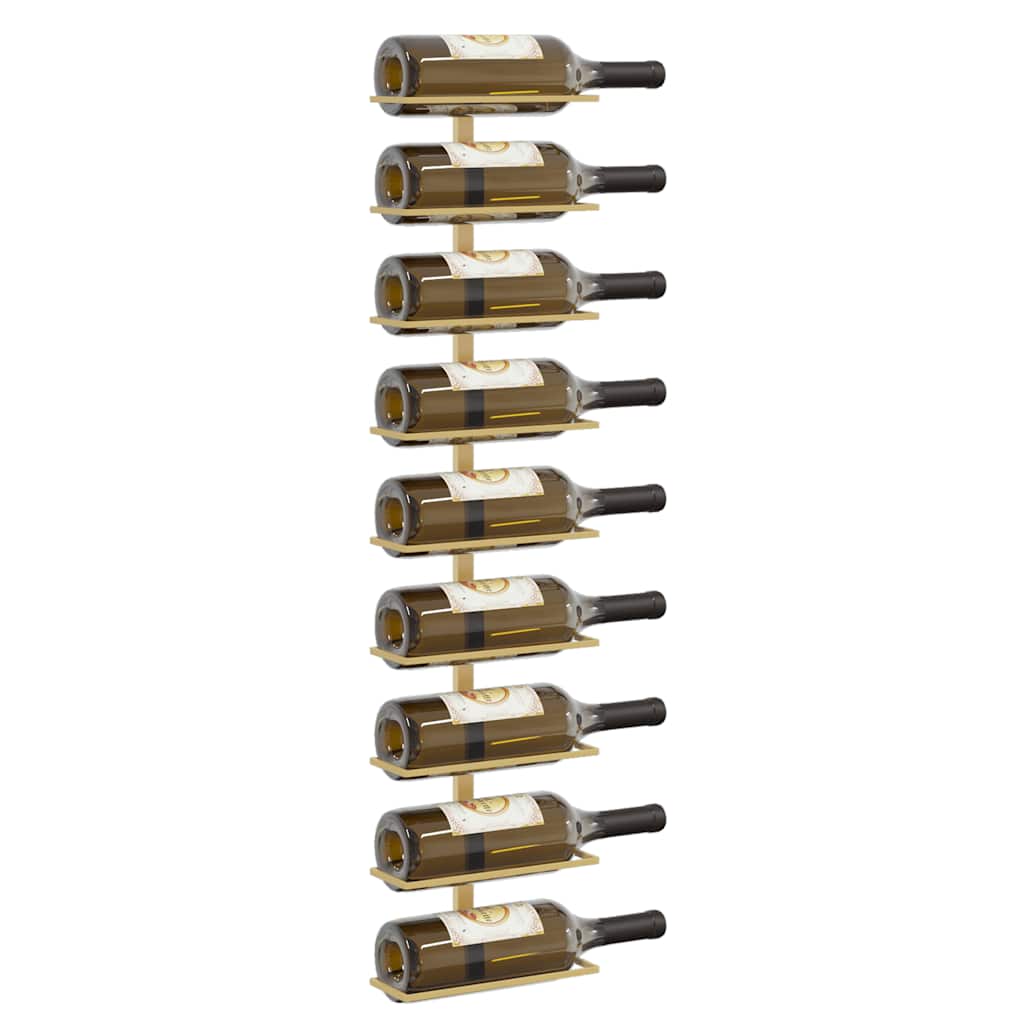 vidaXL Wall-mounted Wine Rack for 9 Bottles 2 pcs Gold Iron 5
