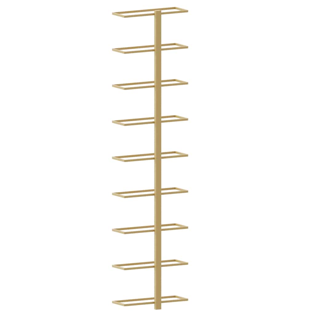 vidaXL Wall-mounted Wine Rack for 9 Bottles 2 pcs Gold Iron 6