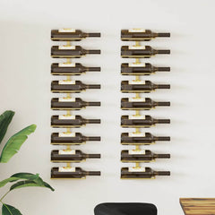 vidaXL Wall-mounted Wine Rack for 9 Bottles 2 pcs Gold Iron 1