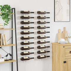 vidaXL Wall-mounted Wine Rack for 10 Bottles 2 pcs White Metal 3
