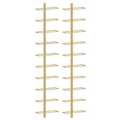 vidaXL Wall-mounted Wine Rack for 10 Bottles 2 pcs Gold Metal 2