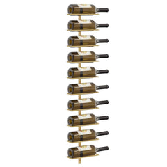 vidaXL Wall-mounted Wine Rack for 10 Bottles 2 pcs Gold Metal 4