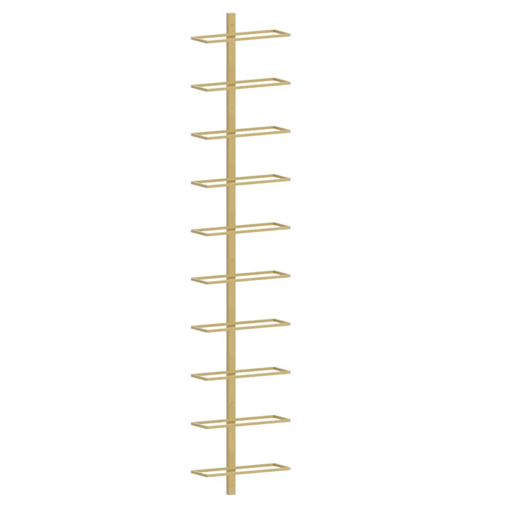 vidaXL Wall-mounted Wine Rack for 10 Bottles 2 pcs Gold Metal 5