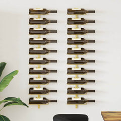 vidaXL Wall-mounted Wine Rack for 10 Bottles 2 pcs Gold Metal 1