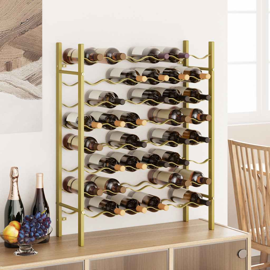 vidaXL Wine Rack for 48 Bottles Gold Metal 1