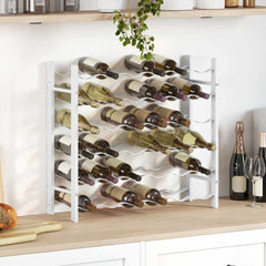 vidaXL Wine Rack for 36 Bottles White Metal 3