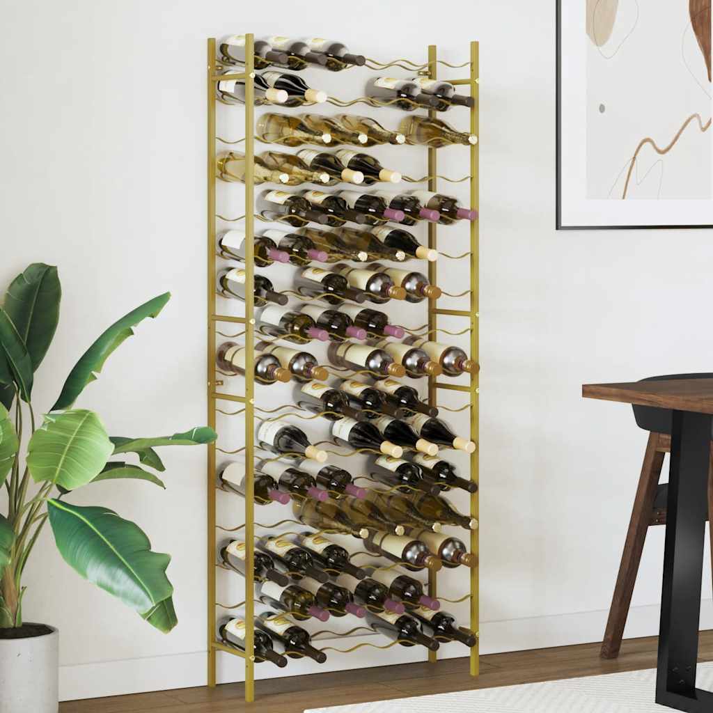 vidaXL Wine Rack for 96 Bottles Gold Metal 3