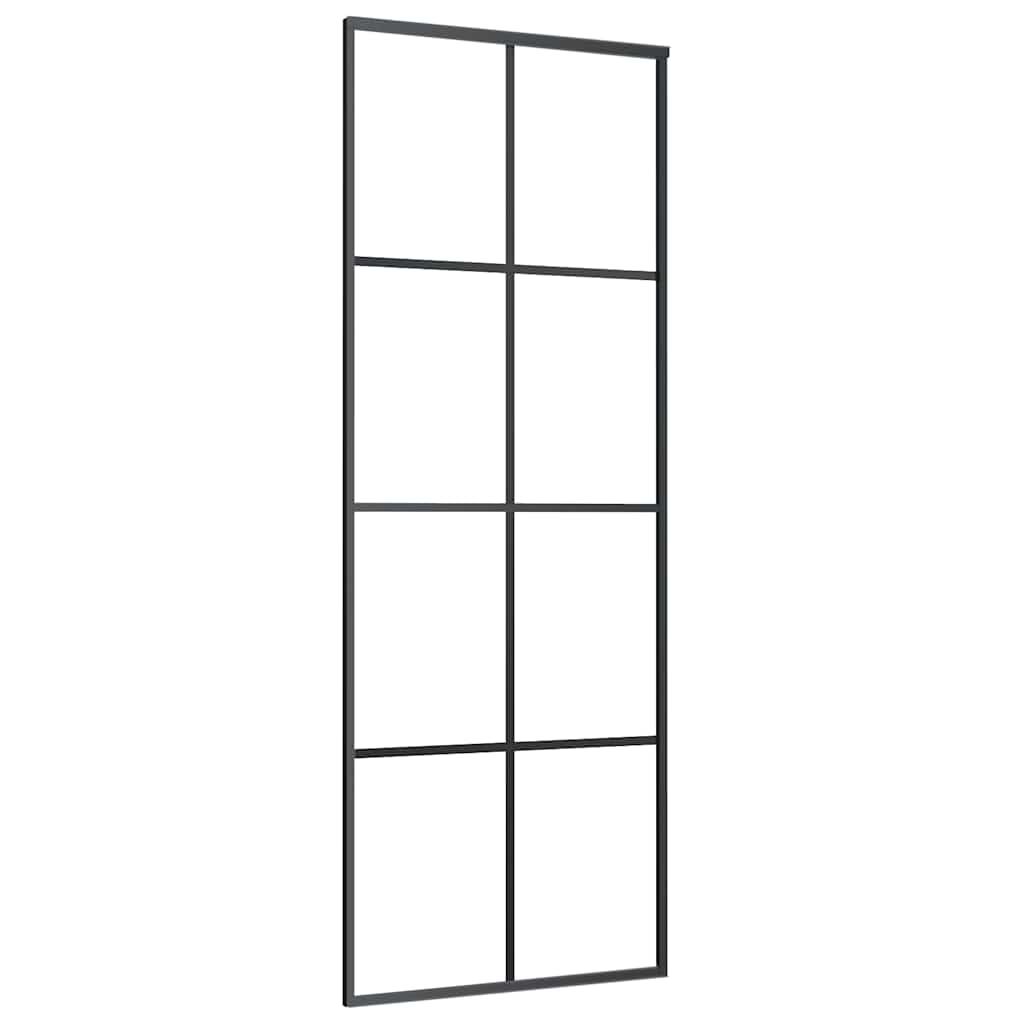Sliding Door ESG Glass and Aluminium 76 x 205 cm Black Transparent