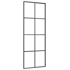 Sliding Door ESG Glass and Aluminium 76 x 205 cm Black Transparent