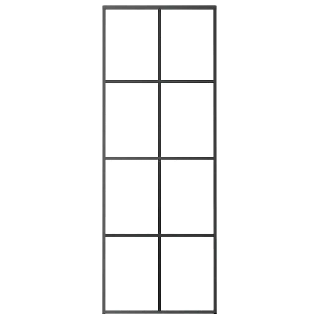 Sliding Door ESG Glass and Aluminium 76 x 205 cm Black Transparent