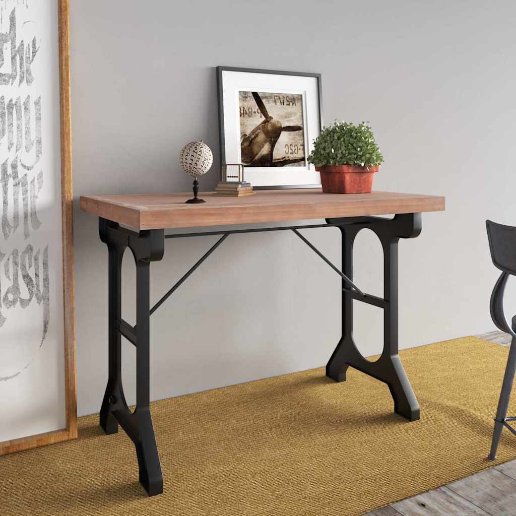 vidaXL Dining Table 110x65x82 cm Solid Wood Fir and Iron 1