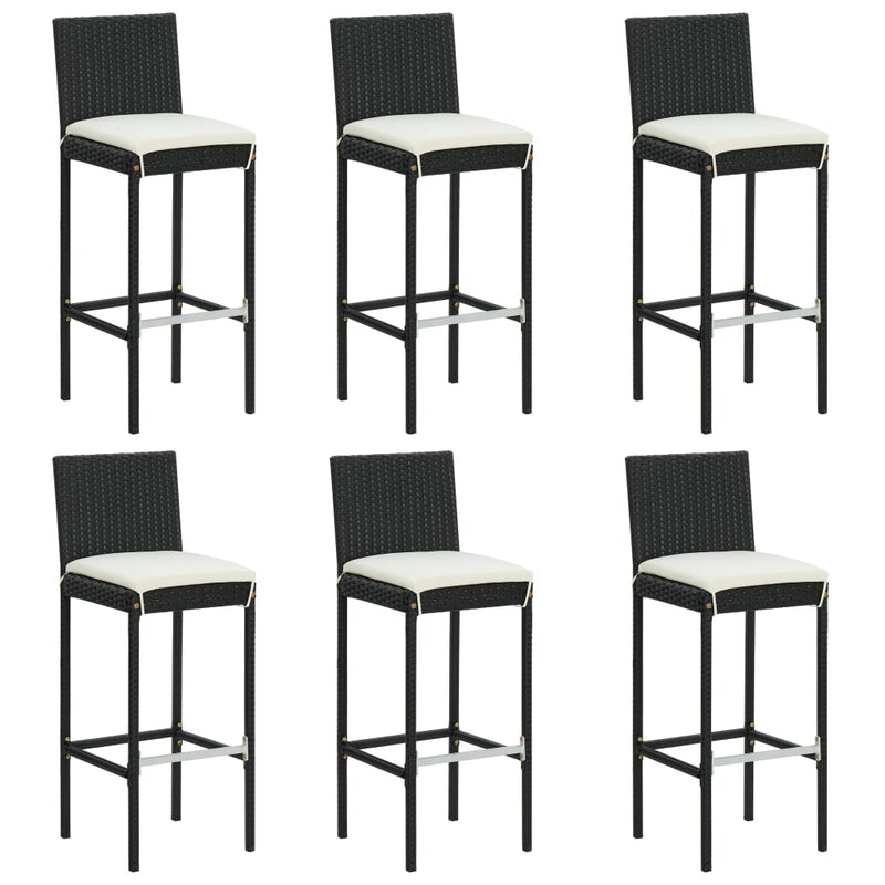 7 Piece Garden Bar Set with Cushions Poly Rattan Black