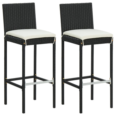 3 Piece Garden Bar Set with Cushions Poly Rattan Black