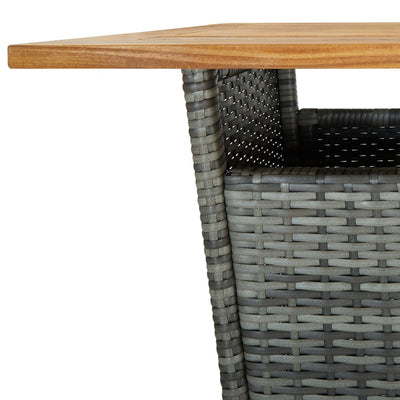 3 Piece Garden Bar Set with Cushions Poly Rattan Grey