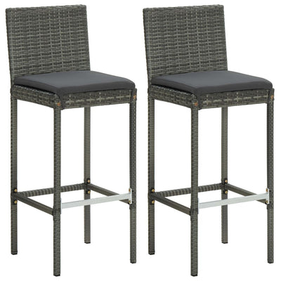 3 Piece Garden Bar Set with Cushions Poly Rattan Grey